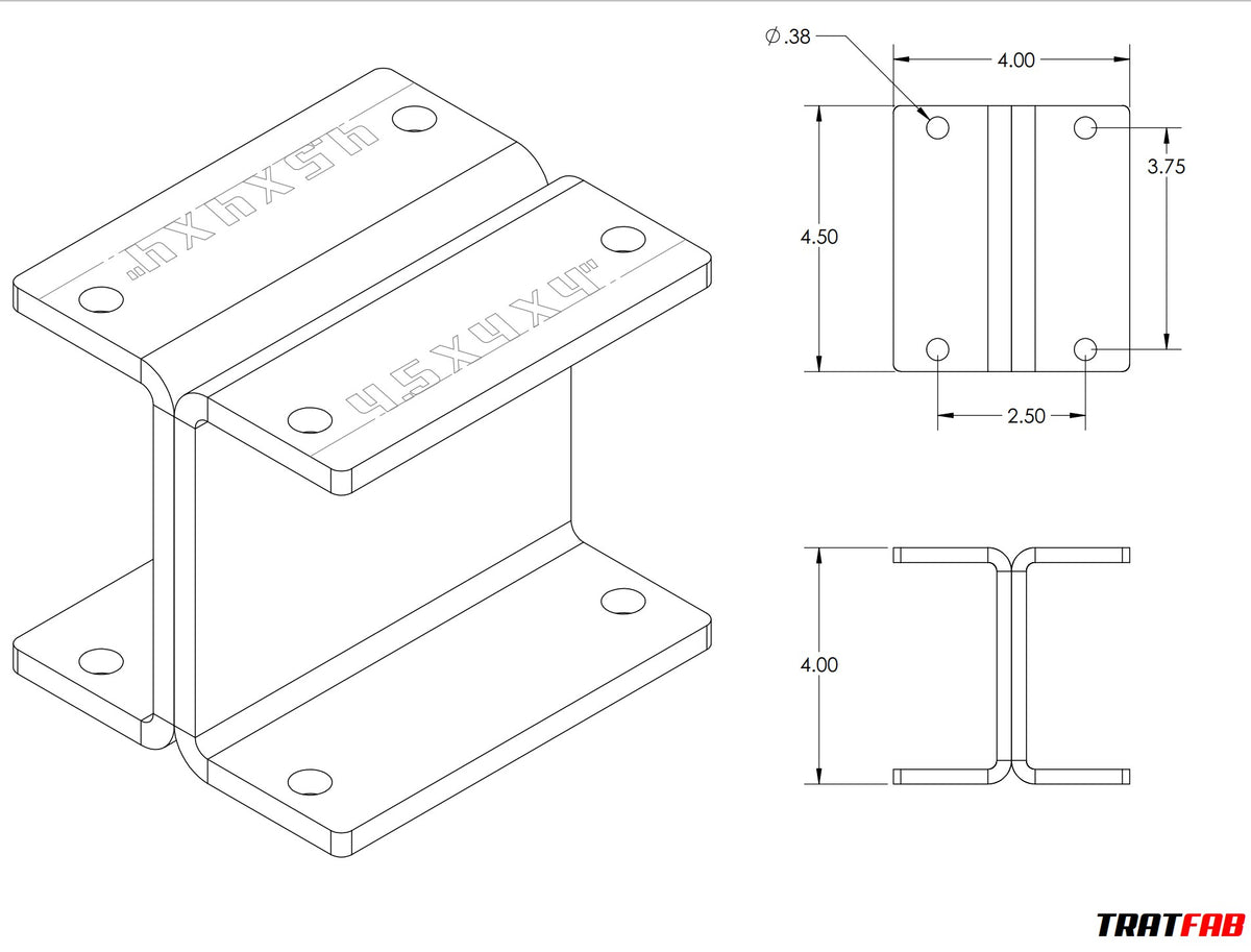 Caster Riser 4.5 X 4 x 4" Riser (4 Pack)