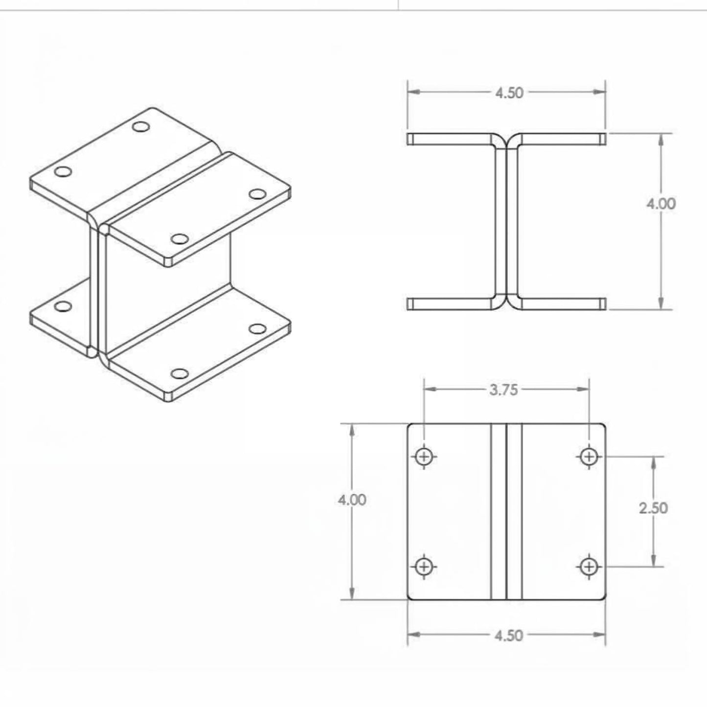 Caster Riser 4.5 X 4 x 4" Riser (4 Pack)