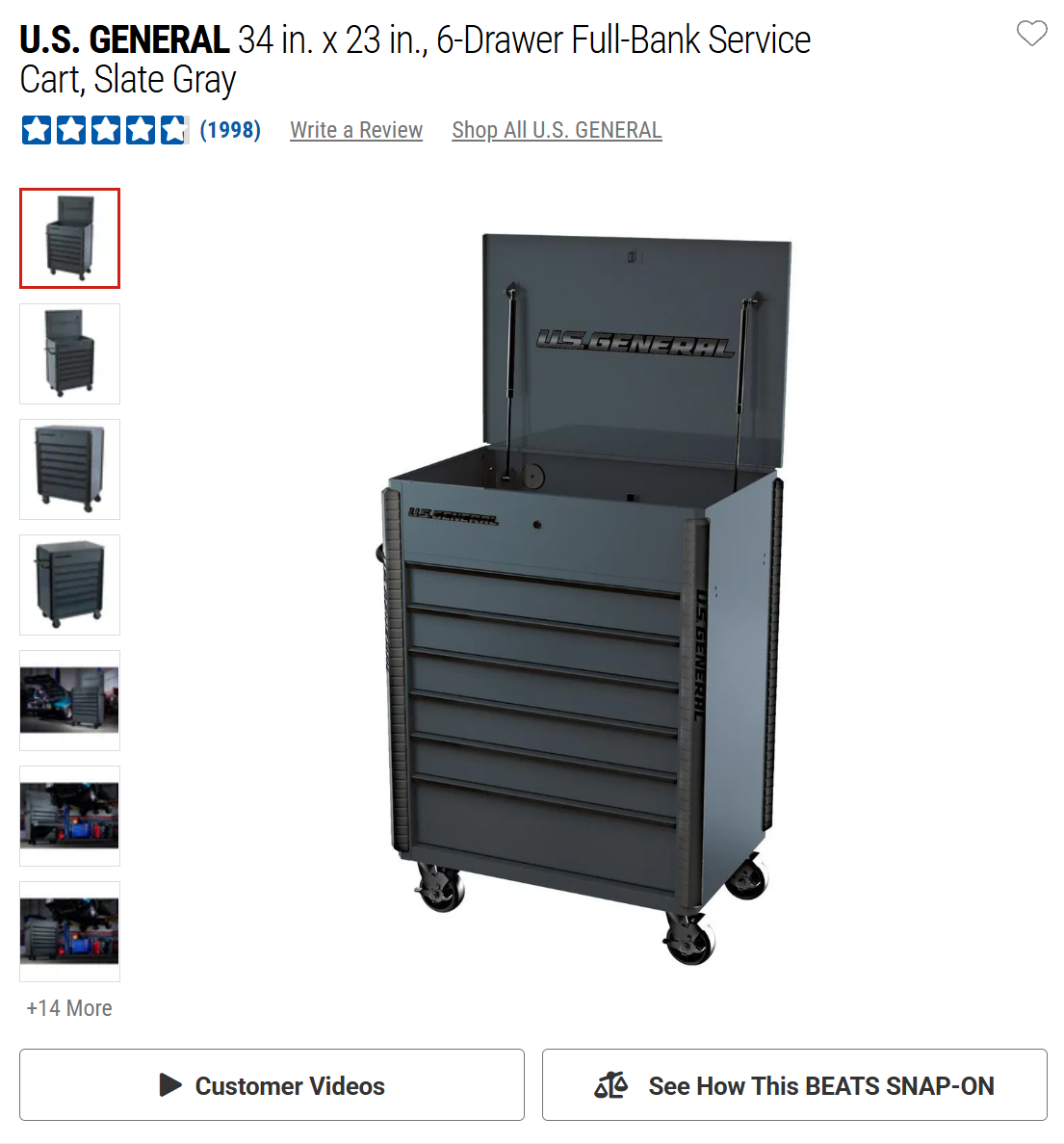 HF 34" Full Bank Service Cart Shelf 26 x 16 (Lip Down)