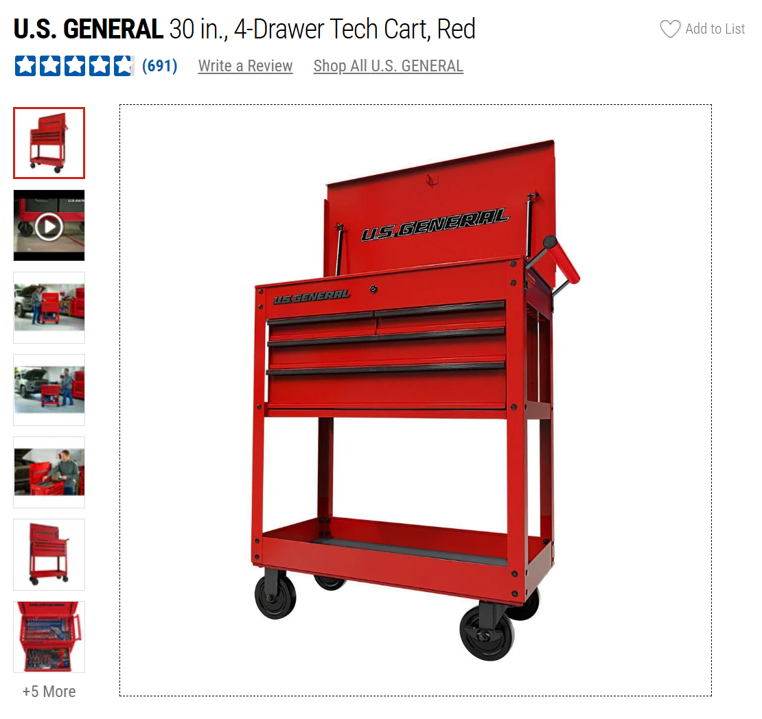 HF4-5/8 Welding Top (HF 4 Drawer Tech Cart)