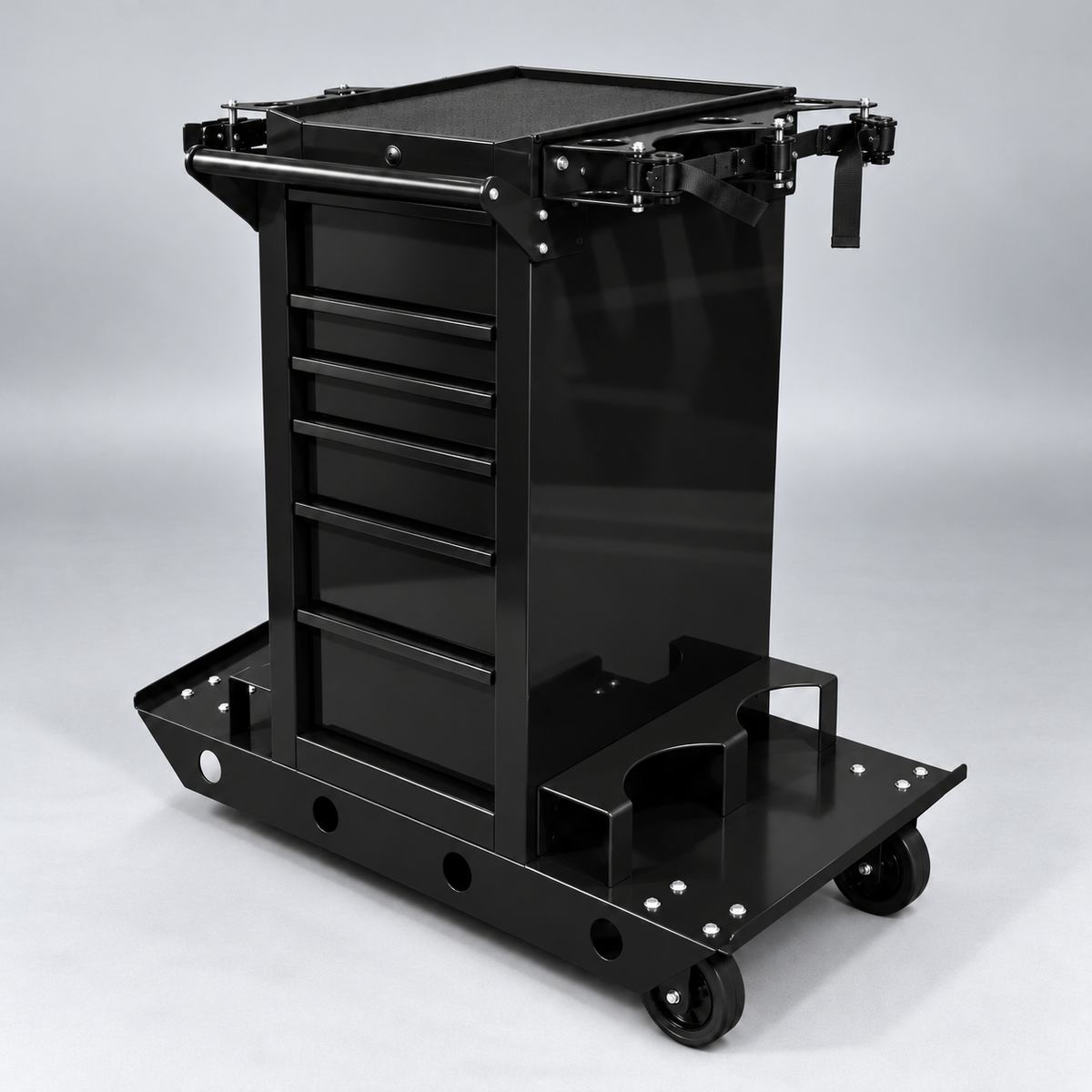 HF End Cabinet - Quad Tank Welding Cart Kit (No Casters) - Harbor Freight Black Powder Coat