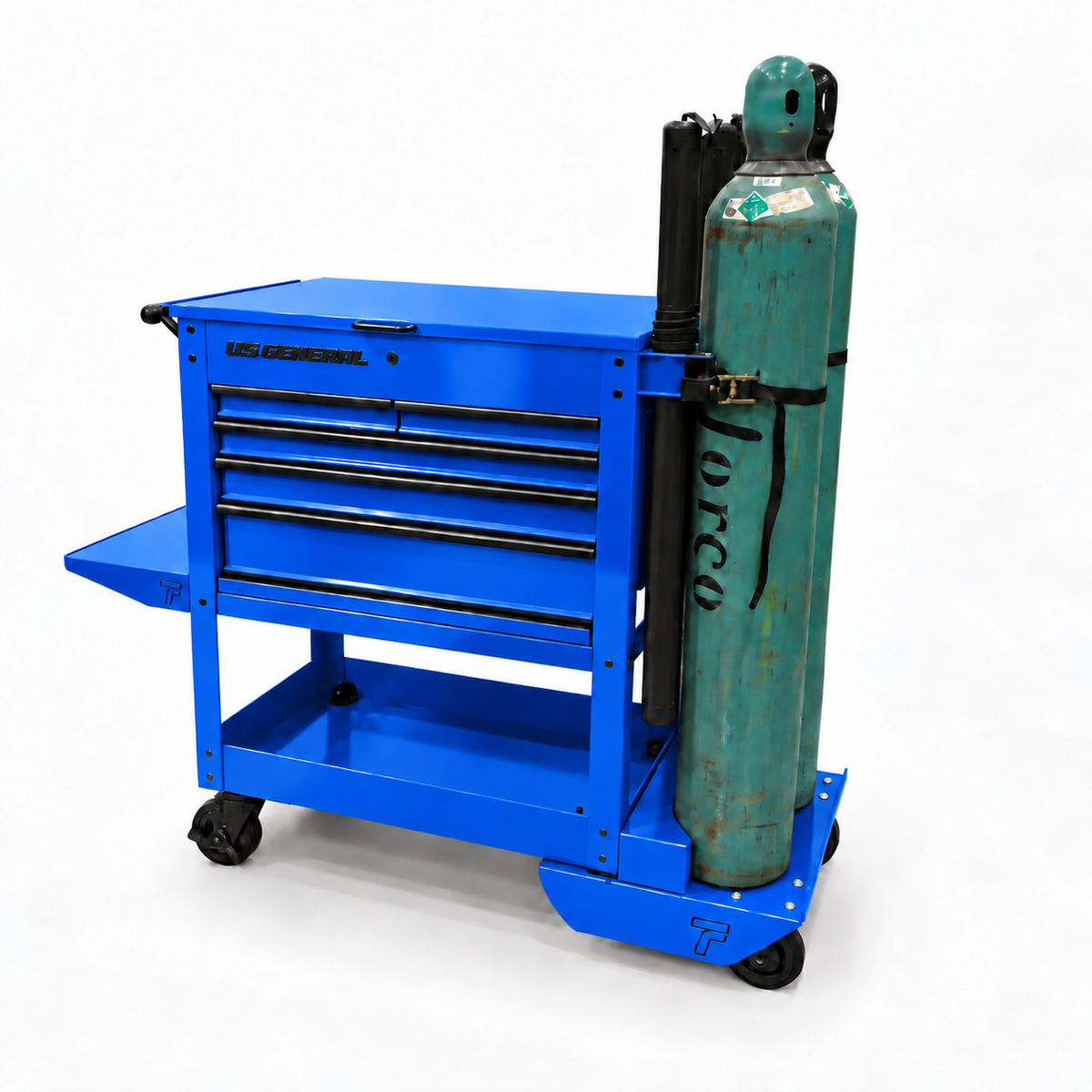 HF 5 Drawer Mechanics Cart - Dual Tank Welding Cart Kit - Harbor Freight Blue Powder Coat