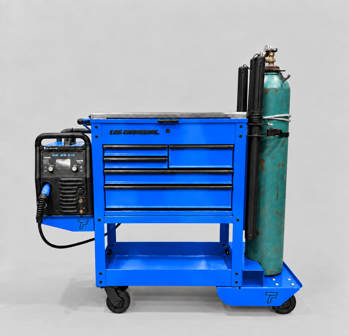 HF 5 Drawer Mechanics Cart - Single Tank Welding Cart Kit - Harbor Freight Blue Powder Coat