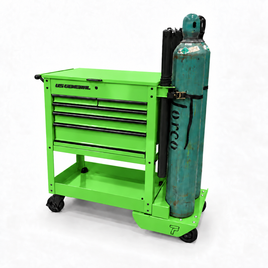 HF 5 Drawer Mechanics Cart - Dual Tank Welding Cart Kit - Harbor Freight Green Powder Coat