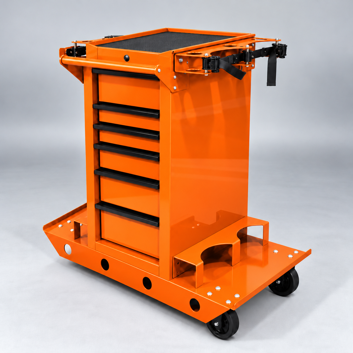 HF End Cabinet - Quad Tank Welding Cart Kit (No Casters) - Harbor Freight Orange Powder Coat