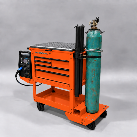 HF 5 Drawer Mechanics Cart - Single Tank Welding Cart Kit - Harbor Freight Orange Powder Coat