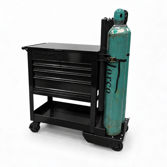 HF 5 Drawer Mechanics Cart - Dual Tank Welding Cart Kit - Harbor Freight Black Powder Coat