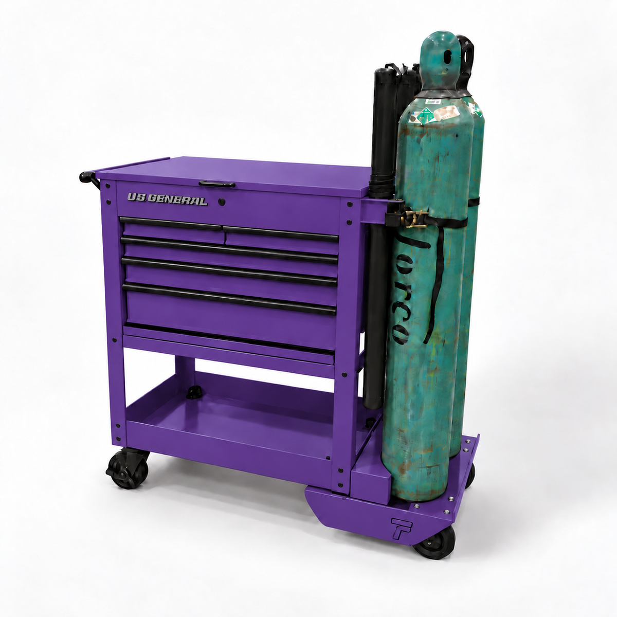 HF 5 Drawer Mechanics Cart - Dual Tank Welding Cart Kit - Harbor Freight Purple Powder Coat