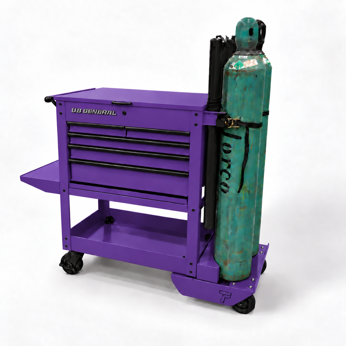 HF 5 Drawer Mechanics Cart - Dual Tank Welding Cart Kit - Harbor Freight Purple Powder Coat