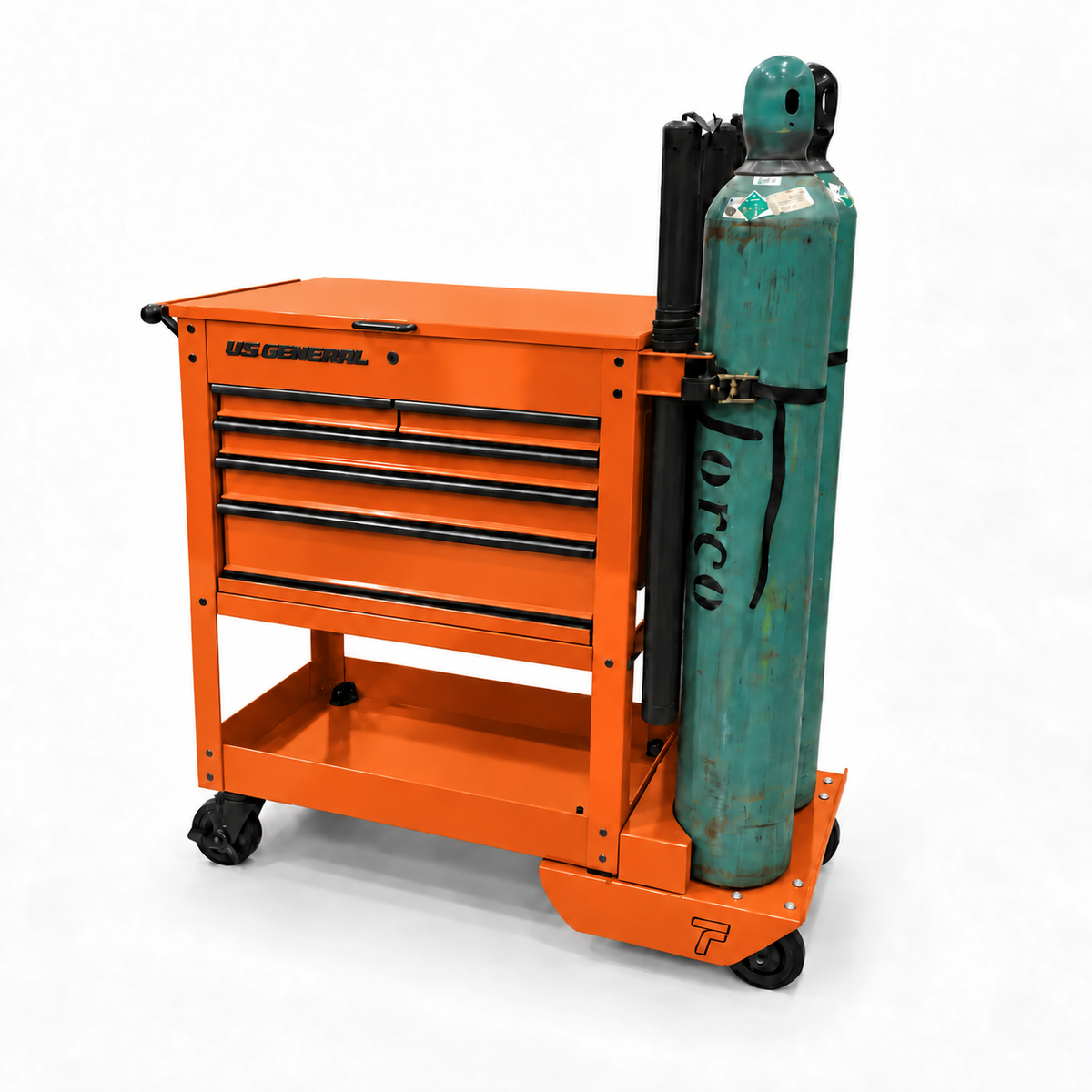 HF 5 Drawer Mechanics Cart - Dual Tank Welding Cart Kit - Harbor Freight Orange Powder Coat