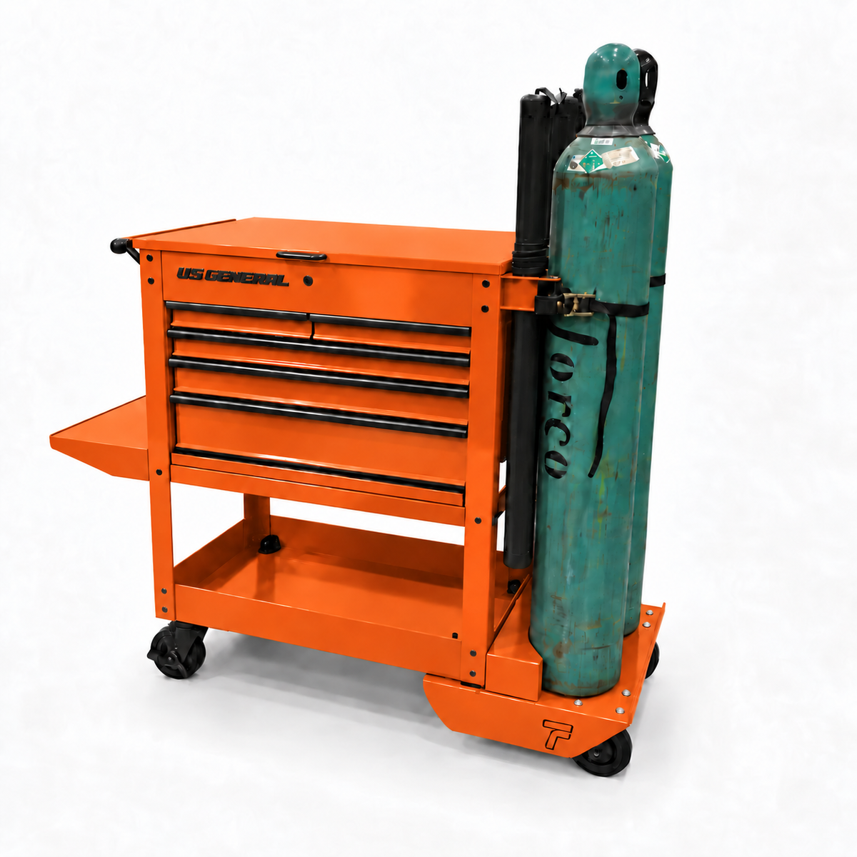 HF 5 Drawer Mechanics Cart - Dual Tank Welding Cart Kit - Harbor Freight Orange Powder Coat