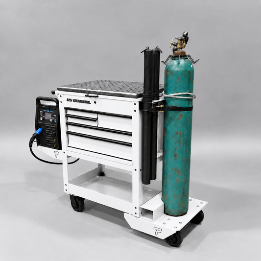HF 5 Drawer Mechanics Cart - Single Tank Welding Cart Kit - Harbor Freight White Powder Coat