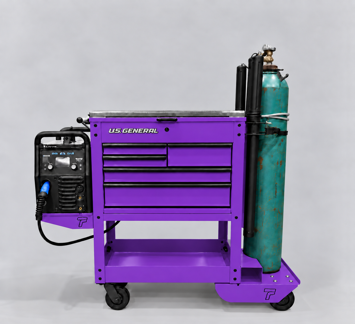 HF 5 Drawer Mechanics Cart - Single Tank Welding Cart Kit - Harbor Freight Purple Powder Coat