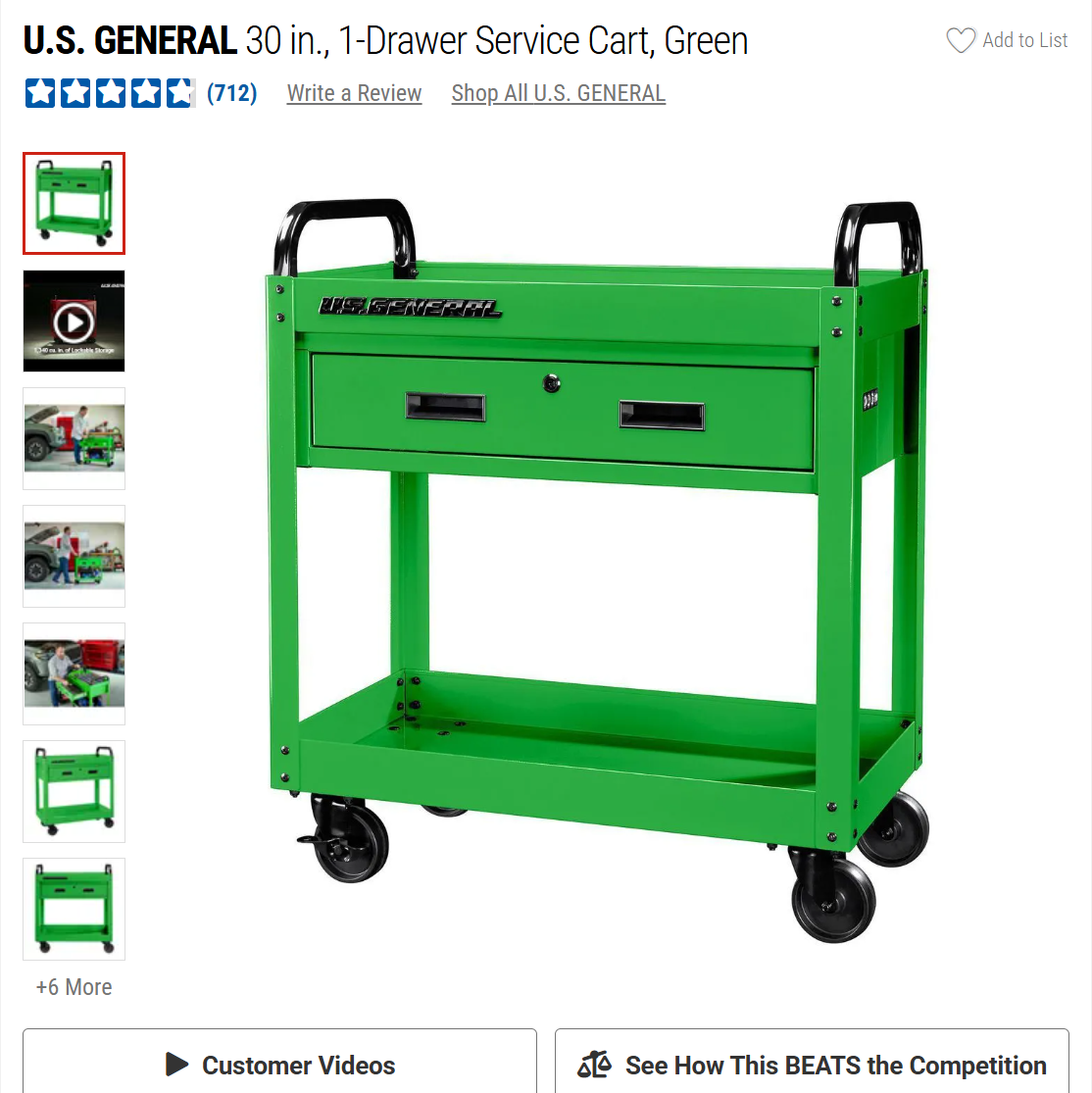 HF 30" Single Drawer Tech Cart- Single Tank Welding Cart Kit