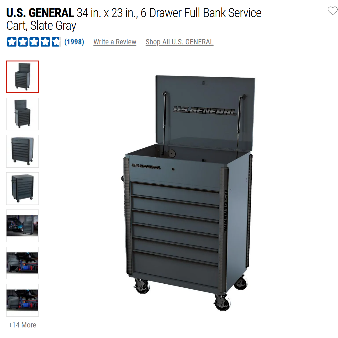 HF 34" Full Bank Service Cart Kit