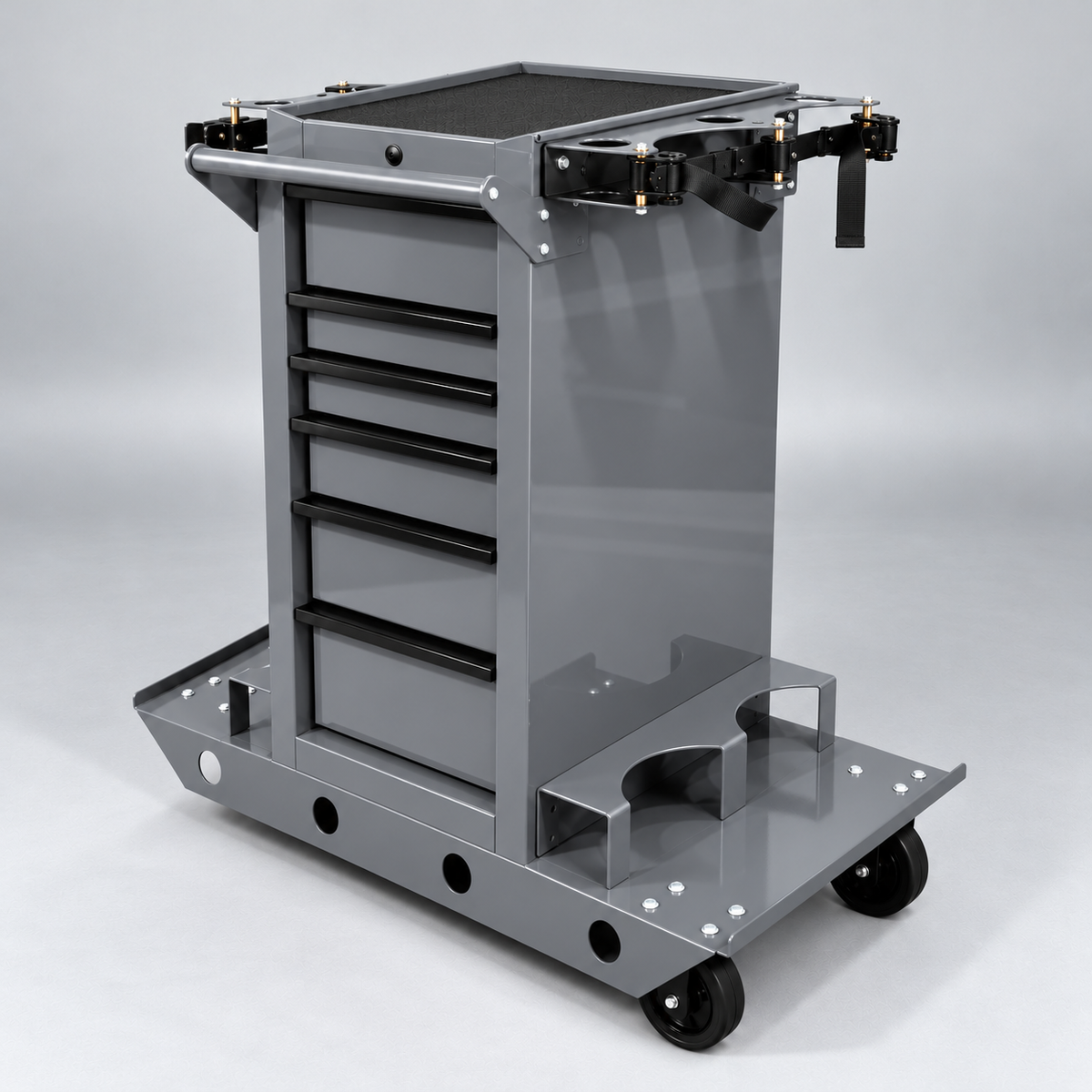 HF End Cabinet - Quad Tank Welding Cart Kit (No Casters) - Harbor Freight Grey Powder Coat
