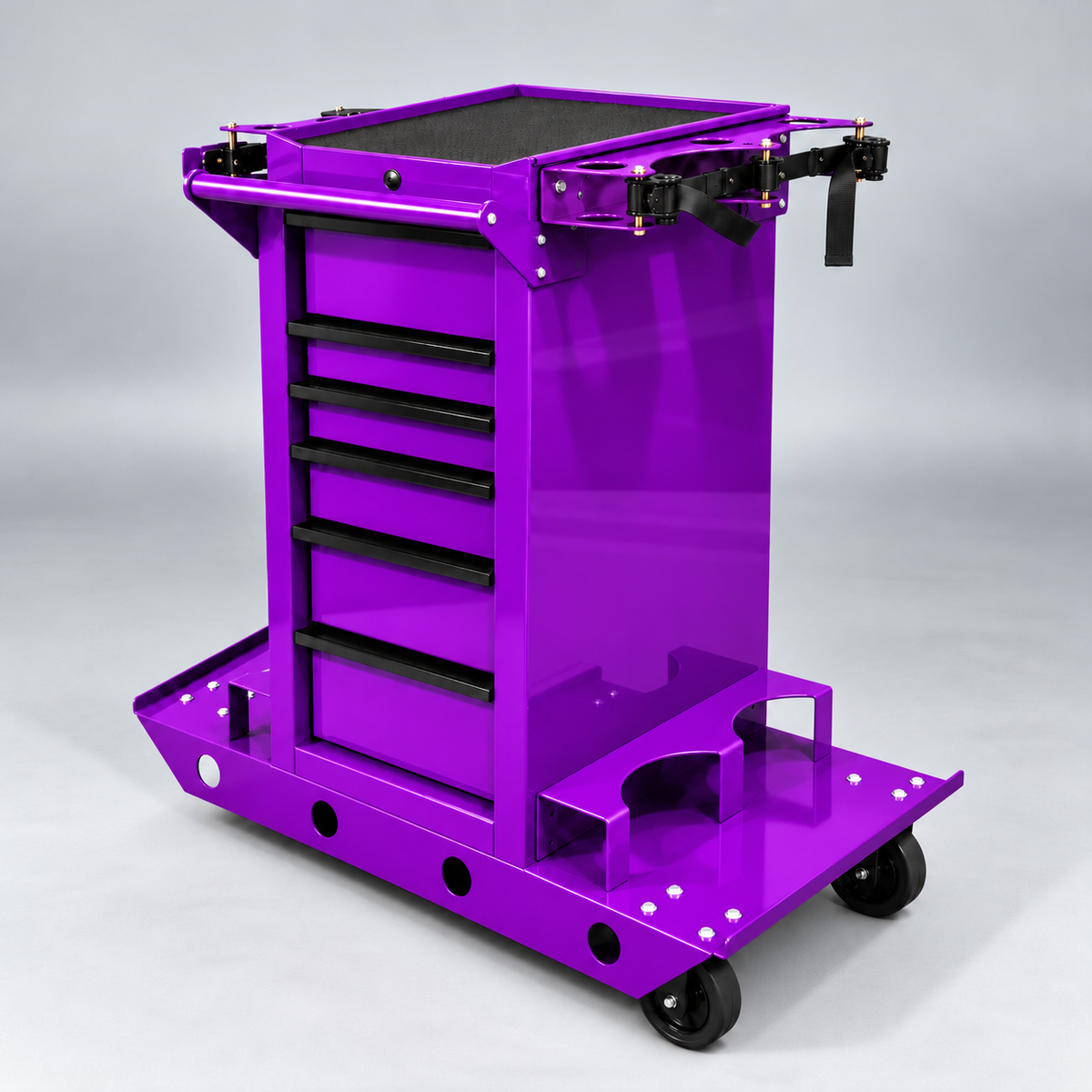 HF End Cabinet - Quad Tank Welding Cart Kit (No Casters) - Harbor Freight Purple Powder Coat