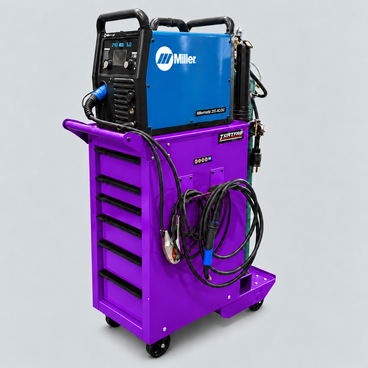 HF End Cabinet - Single Tank Welding Cart Kit - Harbor Freight Purple Powder Coat