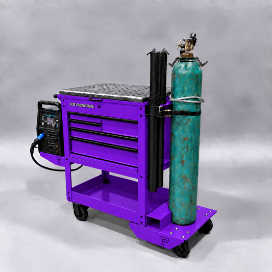 HF 5 Drawer Mechanics Cart - Single Tank Welding Cart Kit - Harbor Freight Purple Powder Coat