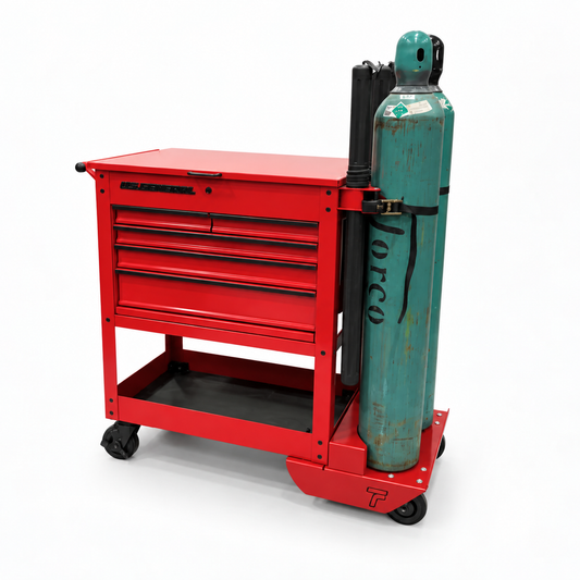 HF 5 Drawer Mechanics Cart - Dual Tank Welding Cart Kit - Harbor Freight Red Powder Coat