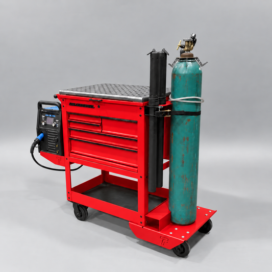 HF 5 Drawer Mechanics Cart - Single Tank Welding Cart Kit - Harbor Freight Red Powder Coat