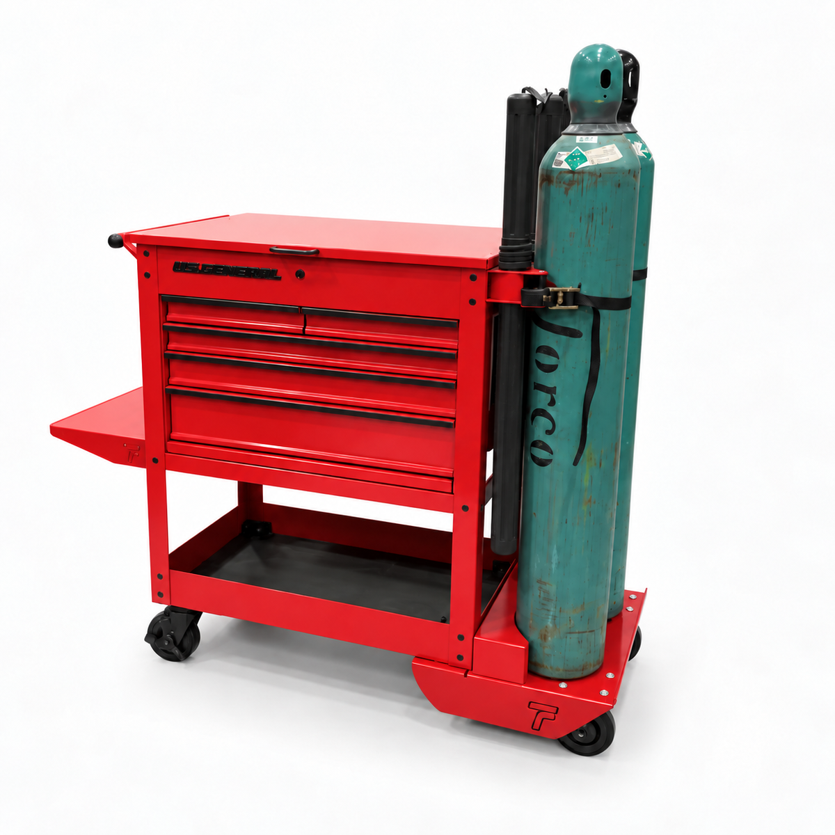 HF 5 Drawer Mechanics Cart - Dual Tank Welding Cart Kit - Harbor Freight Red Powder Coat