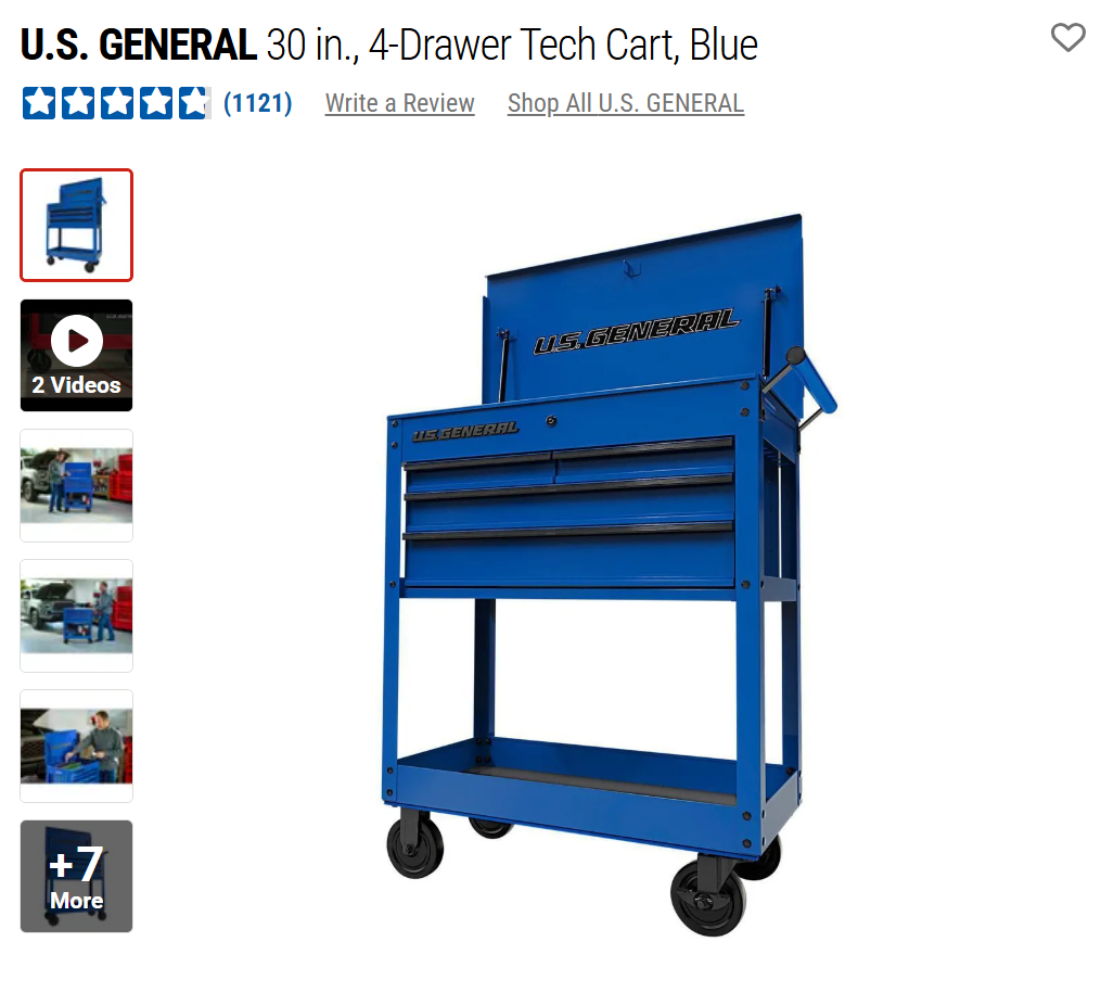 HF 4 Drawer Tech Cart - Dual Tank Welding Cart Kit - Harbor Freight Blue Powder Coat