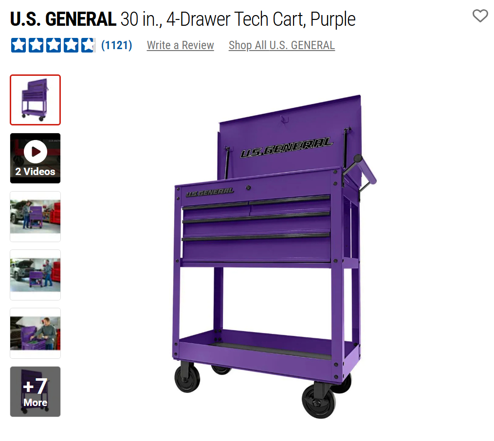 HF 4 Drawer Tech Cart - Dual Tank Welding Cart Kit - Harbor Freight Purple Powder Coat