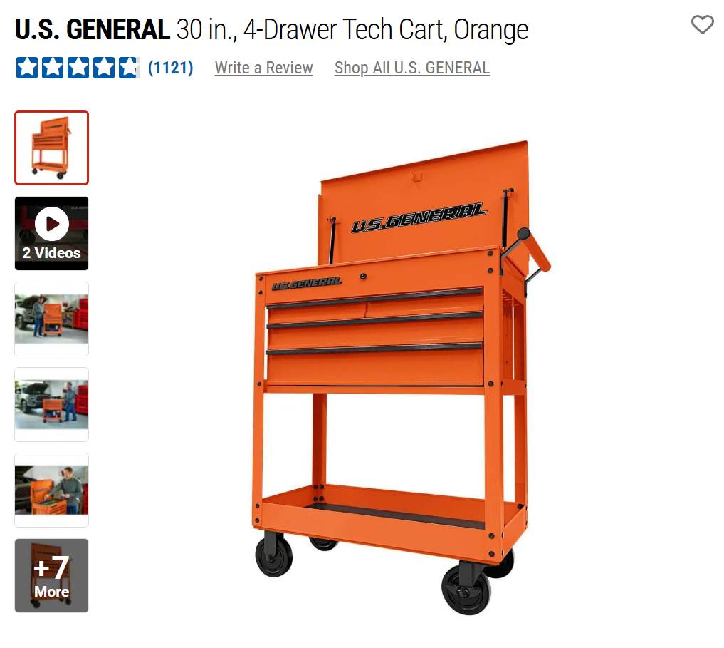 HF 4 Drawer Tech Cart - Dual Tank Welding Cart Kit - Harbor Freight Orange Powder Coat