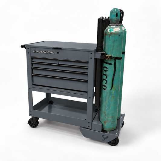 HF 5 Drawer Mechanics Cart - Dual Tank Welding Cart Kit - Harbor Freight Grey Powder Coat