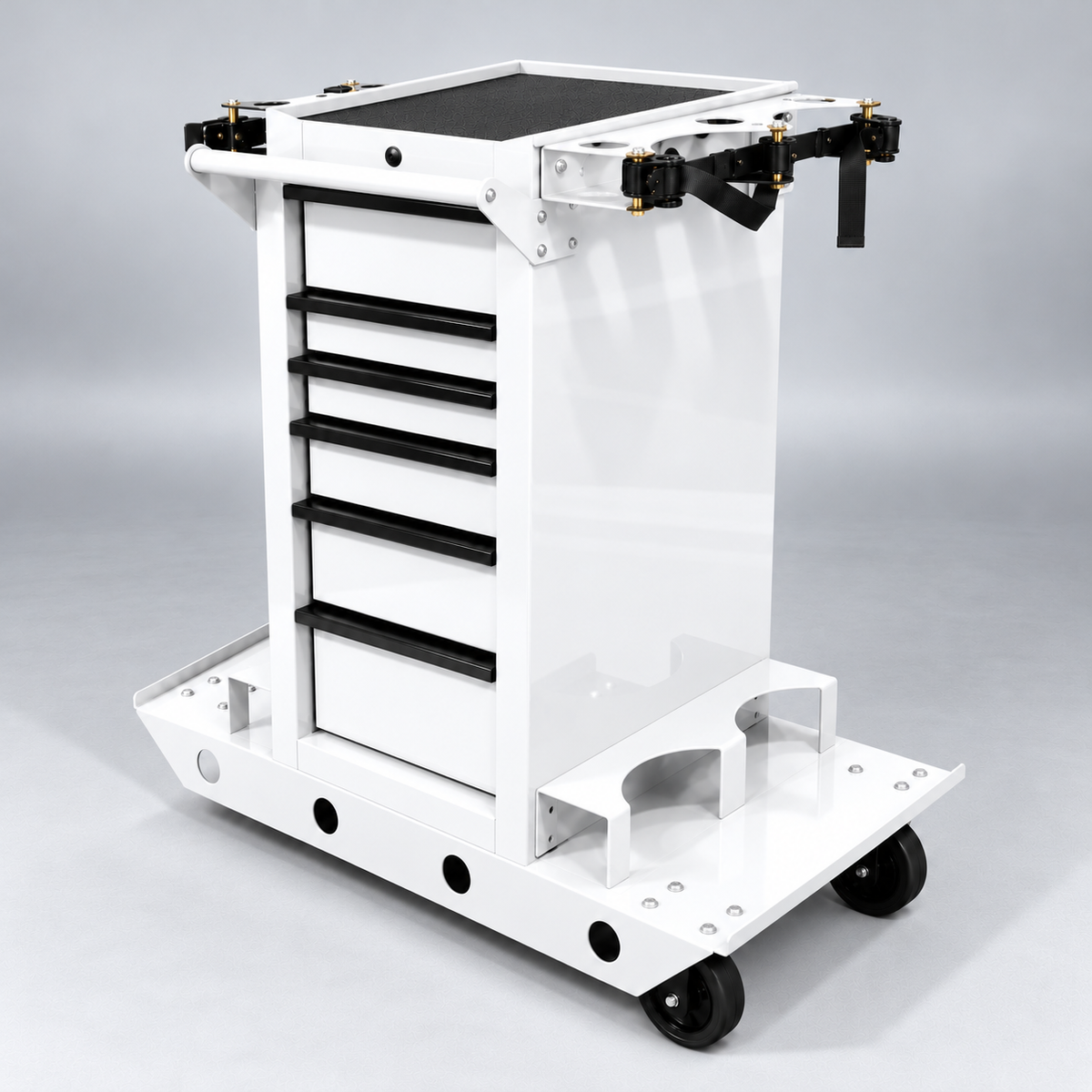 HF End Cabinet - Quad Tank Welding Cart Kit (No Casters) - Harbor Freight White Powder Coat