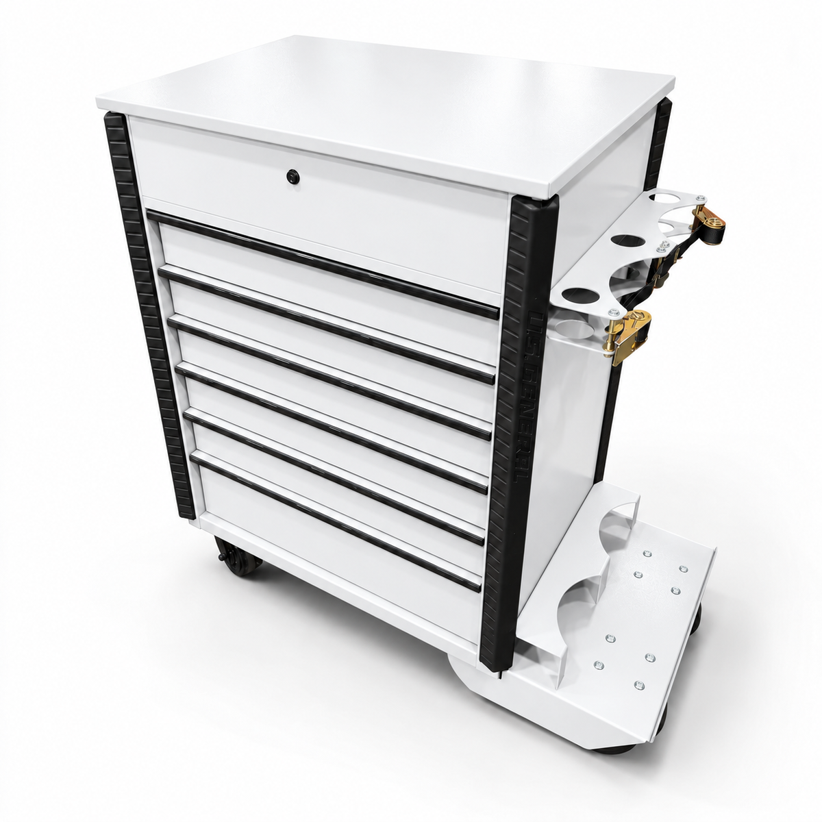 HF 34" Full Bank Service Cart - Dual Tank Welding Cart Kit - Harbor Freight White Powder Coat