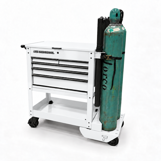 HF 5 Drawer Mechanics Cart - Dual Tank Welding Cart Kit - Harbor Freight White Powder Coat